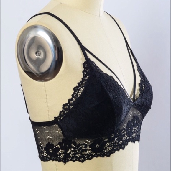 lace trim strappy bralette - Picture 3 of 3